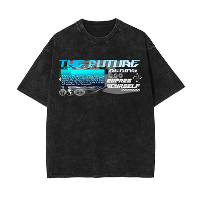 Future Streetwear Chrome Style Graphic Tee-INNBLAC