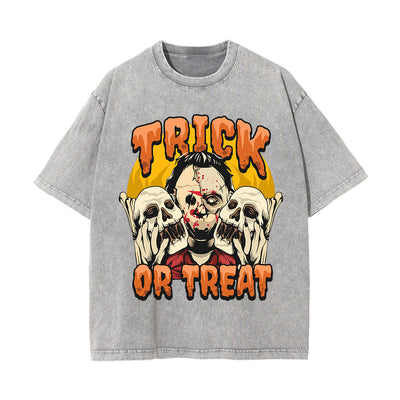 Trick Or Treat Graphic Washed Tee-INNBLAC