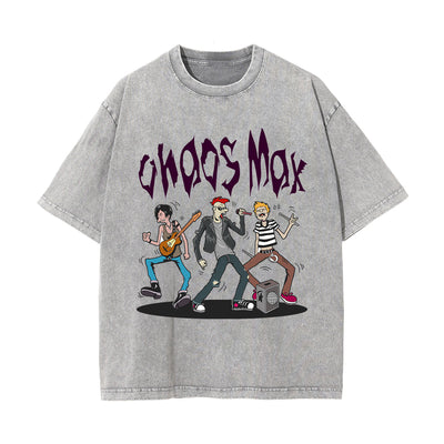 Chaos Max Street Punk Stone Wash Graphic Tee-INNBLAC