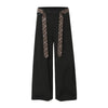 Washed Stripe Plaid Belt Relaxed Pants