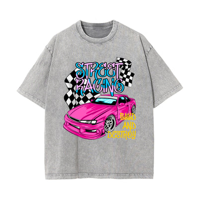 Street Racing Graphic Washed Tee-INNBLAC