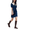 Butterfly Collar Puff Sleeve Denim Mini Dress