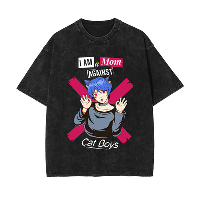 I Am A Mom Graphic Washed Tee-INNBLAC