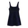 Classic Denim Square Neck A-Line Dress