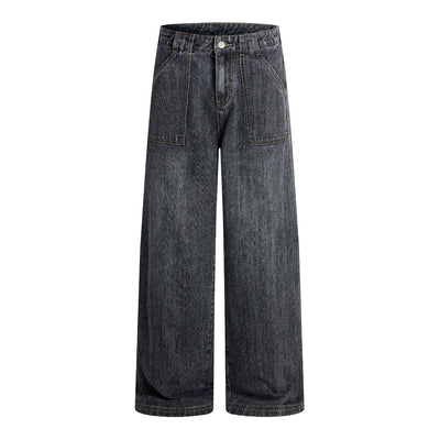 Vintage Washed Slub Distressed Baggy Denim Pants