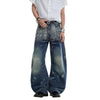 Paint Splatter Barrel Leg Denim Jeans with Rivet Details