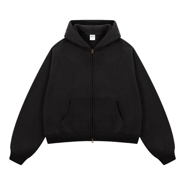 Dual Zipper Fleece Hooded Streetwear Hoodie