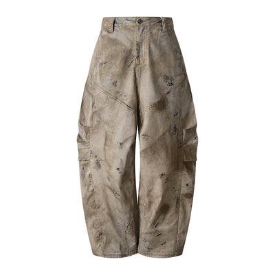 Muddy Wash Denim Texture Loose-Fit Jeans