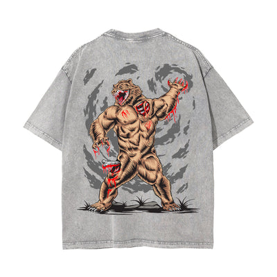Fierce Beast Graphic Washed Tee-INNBLAC