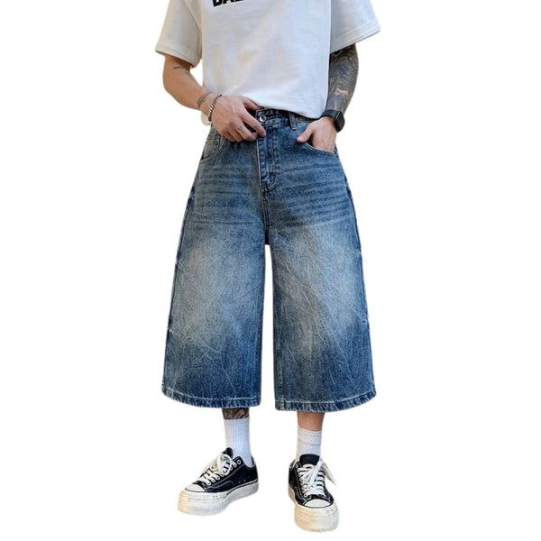 Vintage Fade Wide Leg Denim Shorts