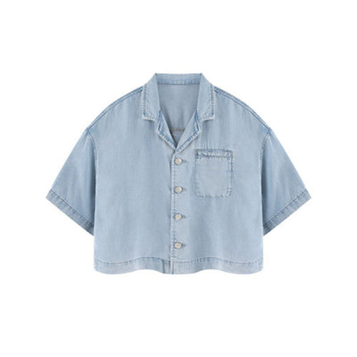 Washed Cotton Button Collar Tee 310G