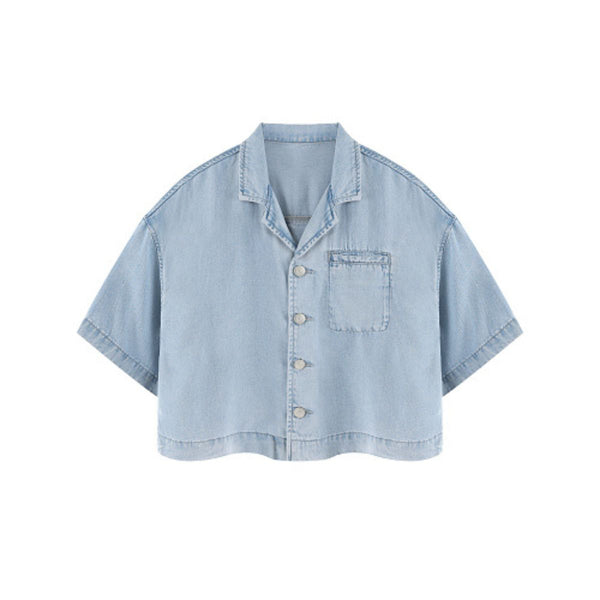 Washed Cotton Button Collar Tee 310G