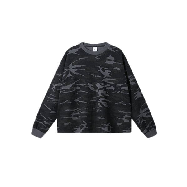 Men's Camouflage Waffle Crew Neck Loose Fit Tee Shirt