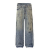 Faded Blue Vintage-Sanded Wide-Leg Jeans