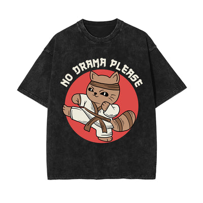 No Drama Please Graphic Washed Tee-INNBLAC