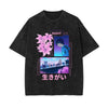 Japanese Kanji Night Graphic Washed Tee-INNBLAC