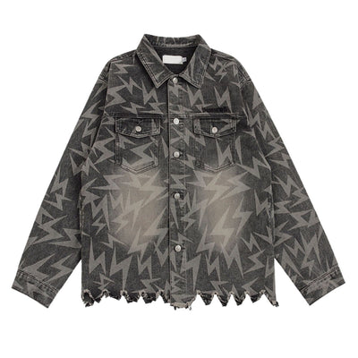 Loose Lighting Pattern Hip-hop Designer Denim Jacket