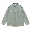 New Distressed Loose Stand Collar Denim Shirt Jacket