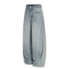 Men's Washed Distressed Denim Pants Vintage American Loose Wide Leg