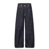 Raw Indigo Wide Leg Jeans with Metal Horsebit Detail