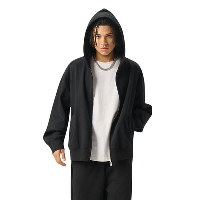 Solid Color Double-Slider Zipper Fleece Hoodie