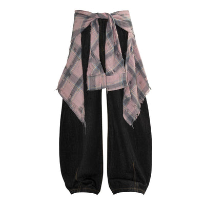 Minimalist Striped Check Relaxed Fit Casual Pants