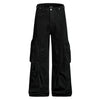 Men's Distressed Washed Denim Cargo Pants Punk Street Loose Zipper