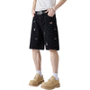 Dog Embroidery Loose Fit Denim Shorts