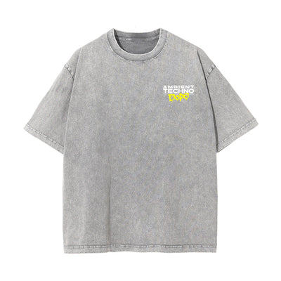 Ambient Techno Streetwear Graphic Washed Tee-INNBLAC