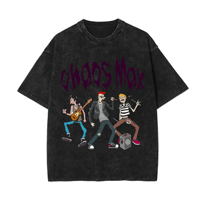 Chaos Max Street Punk Graphic Washed Tee-INNBLAC