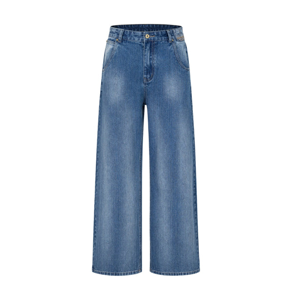 Paris Button Baggy Wide-Leg Denim Jeans