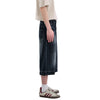 Double-Button Whiskered Wide-Leg Denim Shorts