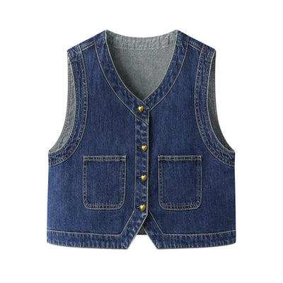 Classic Blue Boxy Denim Vest