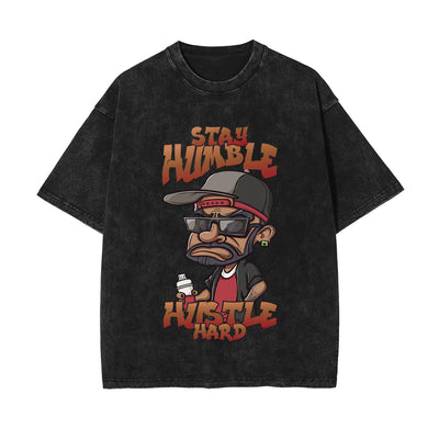 Streetwear Stone Wash Graphic Tee-INNBLAC