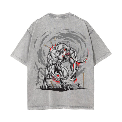 The Wounded Beast Graphic Washed Tee-INNBLAC