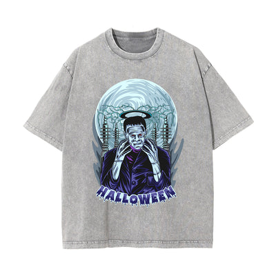 Halloween Graphic Washed Tee-INNBLAC