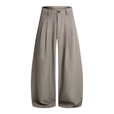 Double-Pleat Baggy Wide-Leg Trousers