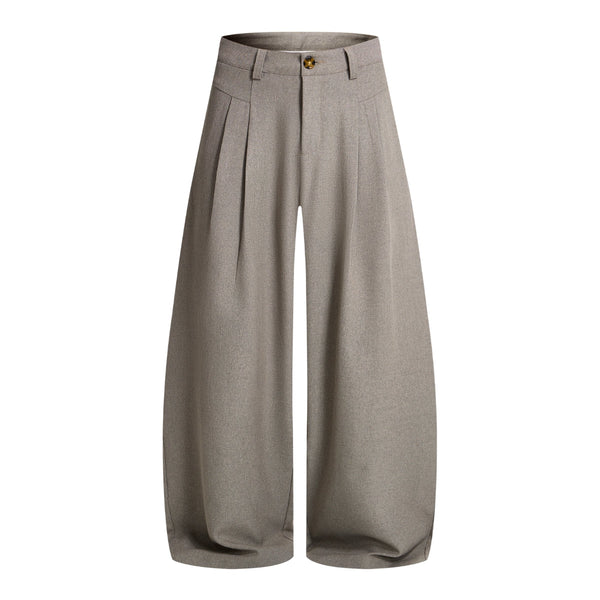 Double-Pleat Baggy Wide-Leg Trousers
