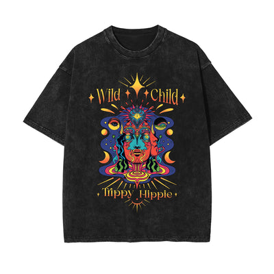 Wild Child Trippy Hippie Graphic Tee-INNBLAC
