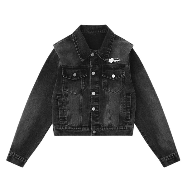 Designer Shoulder Padded Denim Jacket
