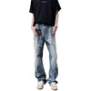 Distressed Fade Relaxed Flare Denim Jeans