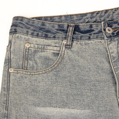 Light Wash Faded Wide-Leg Denim Pants