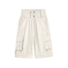 High-Waist Multi-Pocket Cargo Bermuda Shorts