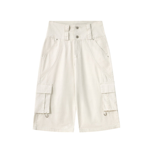 High-Waist Multi-Pocket Cargo Bermuda Shorts