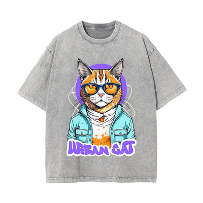 Urban Cat Wearing Clothes Graphic Tee-INNBLAC