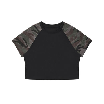 Raglan Camo Spice Girl Cropped Tee