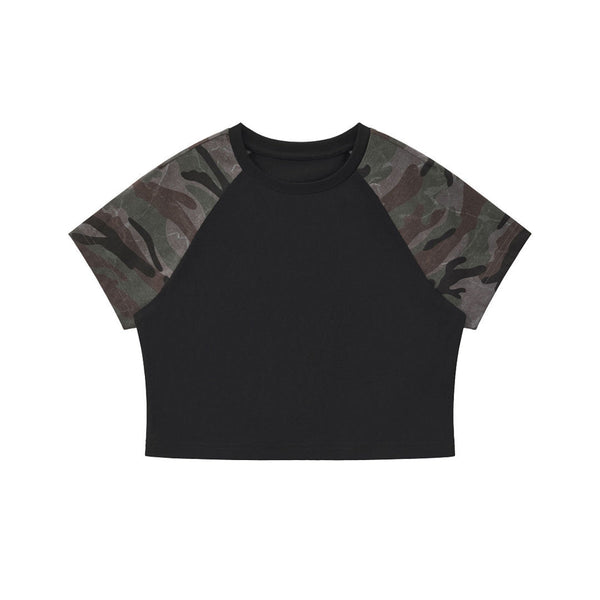 Raglan Camo Spice Girl Cropped Tee