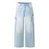 Faded Bleach Geometric-Pocket Baggy Jeans