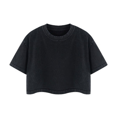 Snowflake Washed Boxy Cropped Cotton Tee 2026