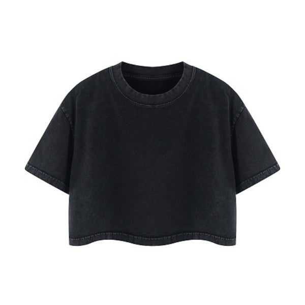 Snowflake Washed Boxy Cropped Cotton Tee 2026